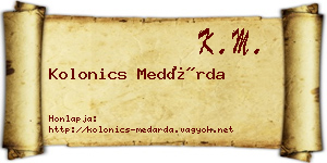 Kolonics Medárda névjegykártya